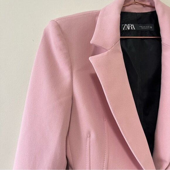 ZARA WOMAN FITTED TAILORED BLAZER JACKET PINK Size M - Picture 7 of 13